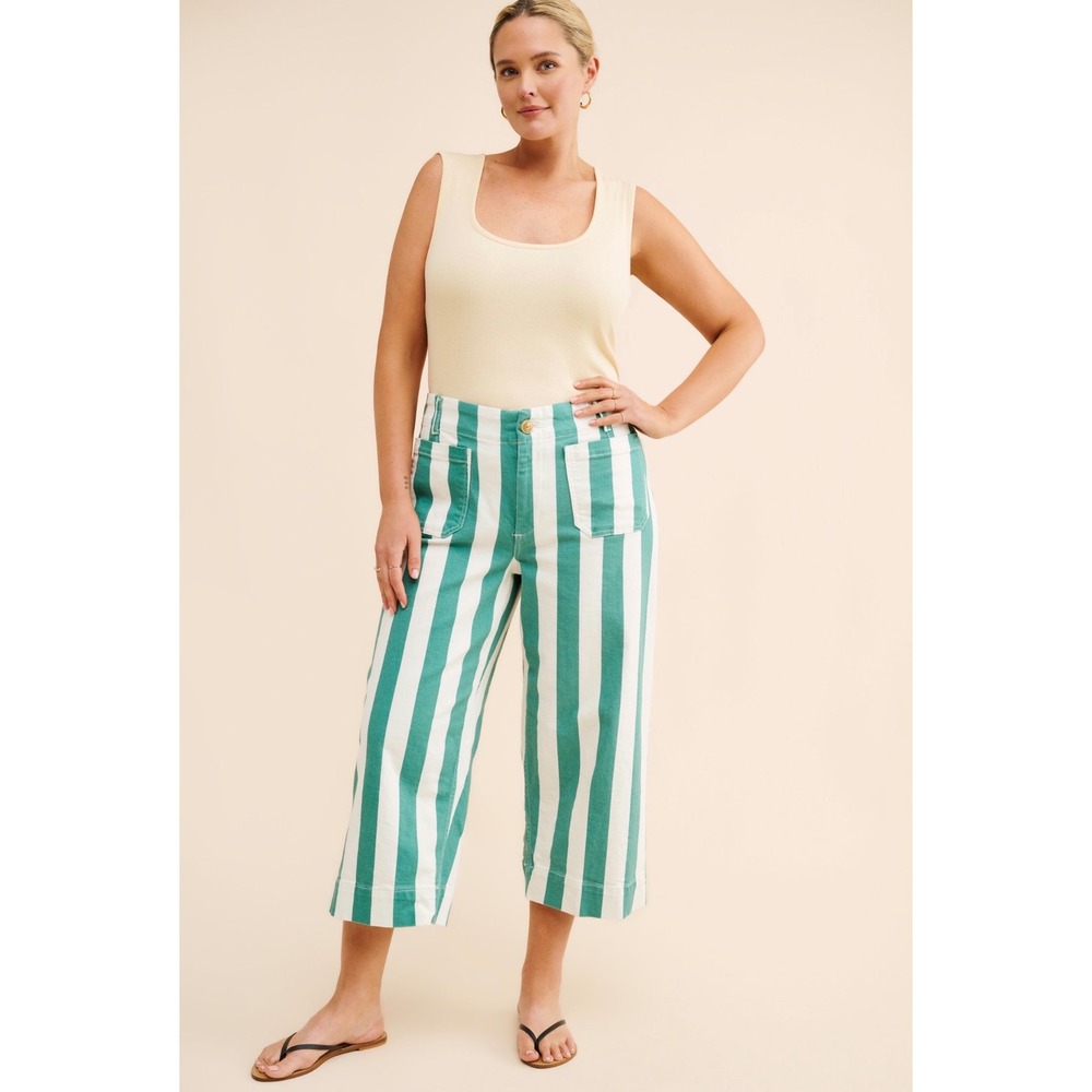 Anthropologie Maeve The Colette Denim Cropped Wide-Leg Jeans | Size 28